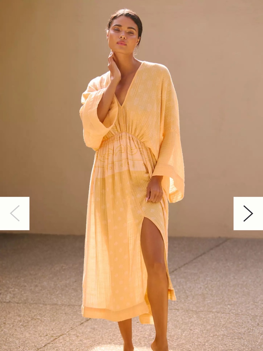 Anthropologie Orange Cotton Dolman Long Sleeve Guaze Maxi Dress